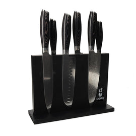 Shinrai Japan - Ensemble de couteaux 6 pièces en bois Damask Pakka + bloc de couteaux magnétique double face - Noir Shinrai Japan - Ensemble de couteaux 6 pièces en bois Damask Pakka + bloc de couteaux magnétique double face - Noir