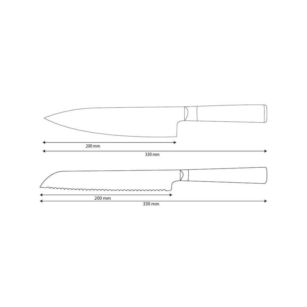 Shinrai Knives - Hammered Damask BR 2-Piece Knife Set - Chef's Knife + Bread Knife
