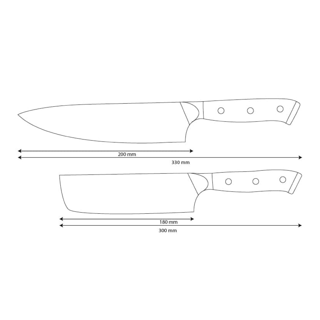 Shinrai Knives - Eclipse 2-Piece Damascus Knife Set - Chef's Knife + Nakiri
