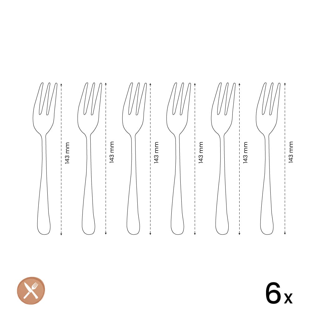 Amefa - Austin 6 Gebaksvorkjes - Mat Goud Gebaksvorkjes Amefa