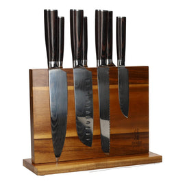 Damascus print 7-piece Knife Set + Magnetic Knife Block Double-sided Damascus print 7-delige Messenset + Magnetisch Messenblok Dubbelzijdig Messenset met blok Shinrai Japan