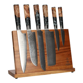 Epoxy Onyx 6-Piece Damascus Knife Set + Magnetic Knife Block Single Sided Epoxy Onyx 6-delige Damascus Messenset + Magnetisch Messenblok Messenset met blok Shinrai Japan