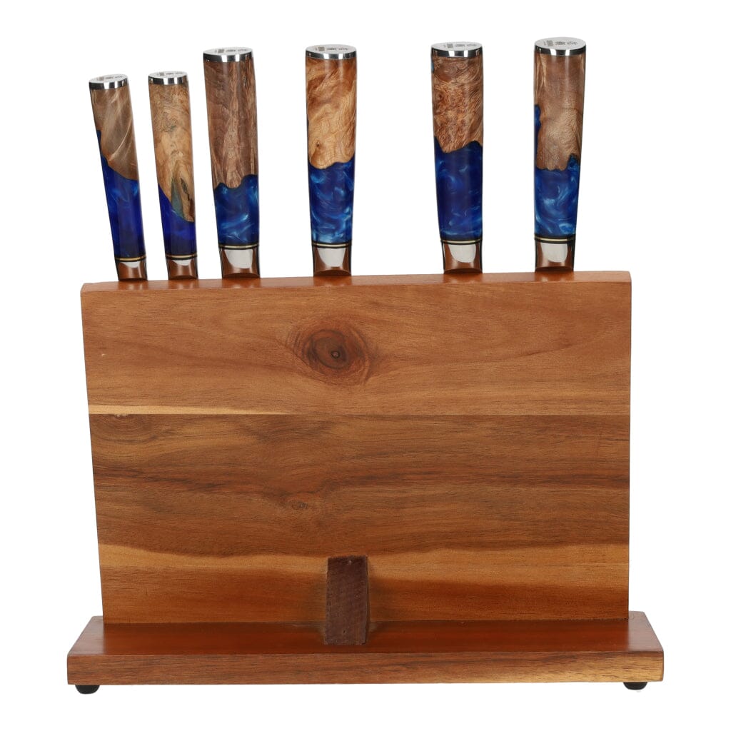 Epoxy Sapphire 6-delige Messenset + Magnetisch Messenblok Messenset met blok Shinrai Japan