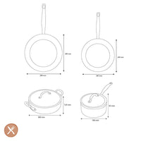 Batterie de cuisine GreenPan - Barcelona Pro XL 6 pièces (18/24/28/30 cm) : casserole avec couvercle, 2 poêles et cocotte avec couvercle.