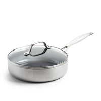 GreenPan - Geneva 4-delige Pannenset 24/24/28 cm - koekenpan + stoofpan met deksel + wokpan Pannenset GreenPan