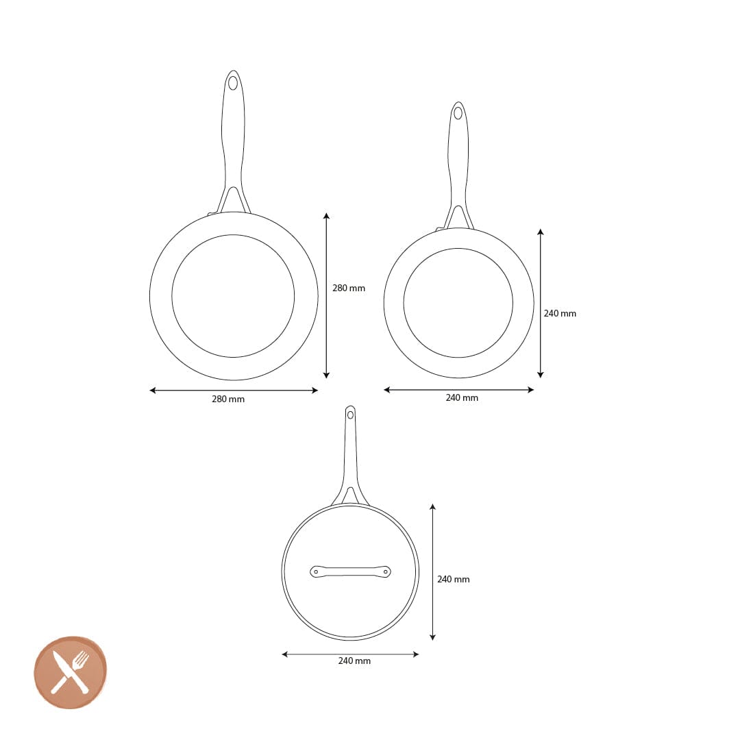 GreenPan - Geneva 4-delige Pannenset 24/24/28 cm - koekenpan + stoofpan met deksel + wokpan Pannenset GreenPan