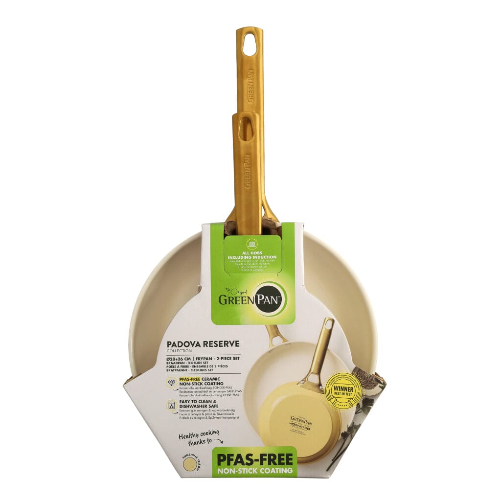 GreenPan - Padova Sunshine Yellow 2-delige pannenset met keramische antiaanbaklaag 20/26 cm Pannenset GreenPan