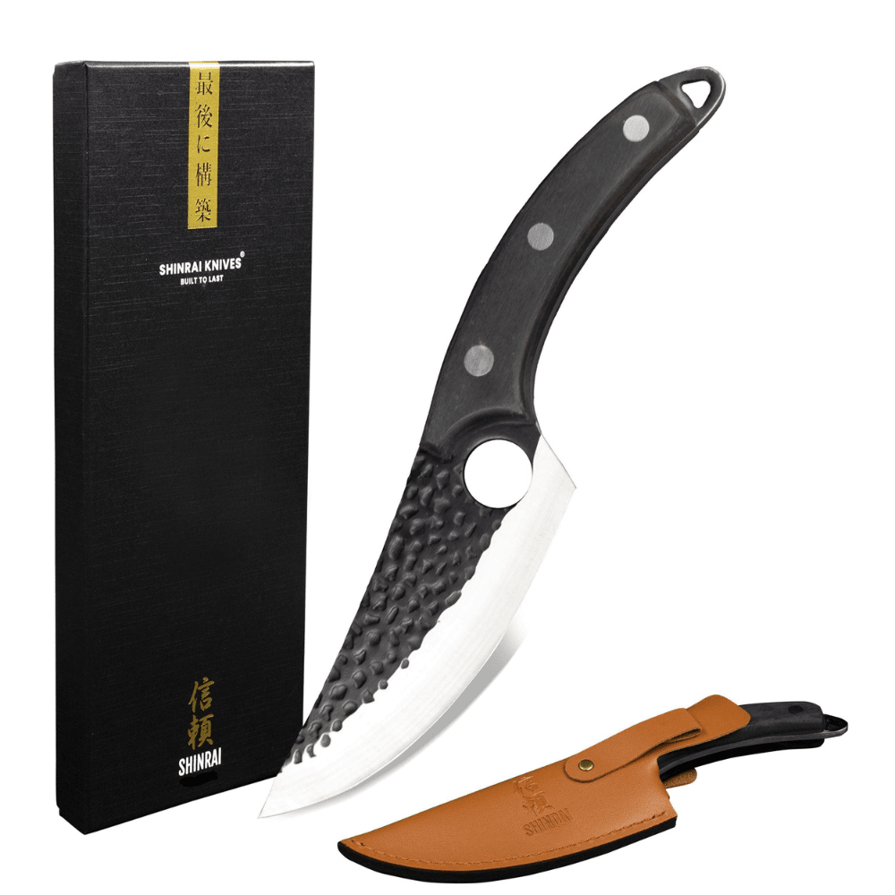 Shinrai Knives - 3 Zwarte messen + Snijplank Messenset met snijplank Shinrai Knives