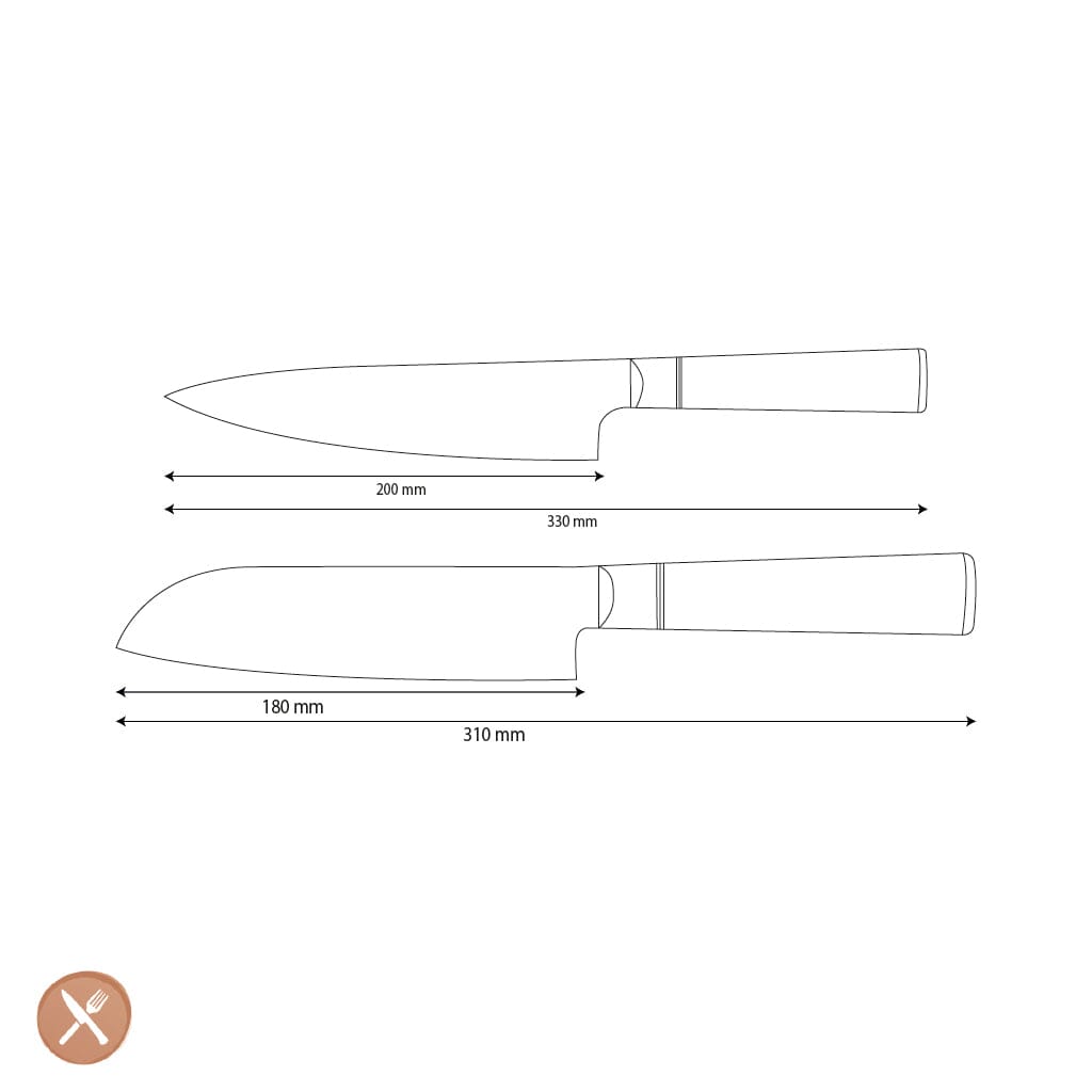 Shinrai Knives - Epoxy Onyx 2-delige Damascus Messenset - Koksmes + Santoku mes Messenset Shinrai Knives
