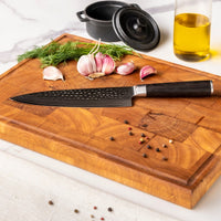 Couteaux Shinrai - Coffret de 3 couteaux en damas martelé BR - Couteau de chef + Nakiri + Santoku