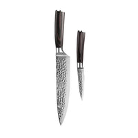 Couteaux Shinrai - Coffret de 2 couteaux en acier inoxydable martelé - Couteau de chef + Couteau d'office