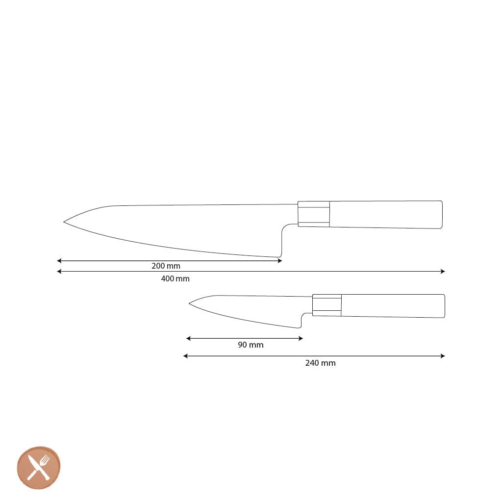 Shinrai Knives - Kurayami 2-delige Damascus Messenset - Koksmes + Schilmes Messenset Shinrai Knives