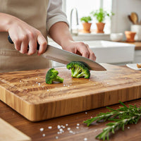 Shinrai Knives - Luxe Snijplank Teak hout - Kopshout - 35 × 25 × 2.5 cm Houten snijplank Shinrai Knives