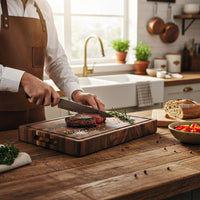 Shinrai Knives - Luxe Snijplank Walnotenhout - Kopshout - Bundel Houten snijplank Shinrai Knives