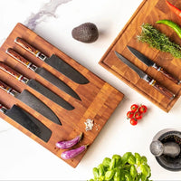Shinrai Knives - Micarta Jewels 7-delige Messenset + Messenblok Stans Messenset met blok Shinrai Knives