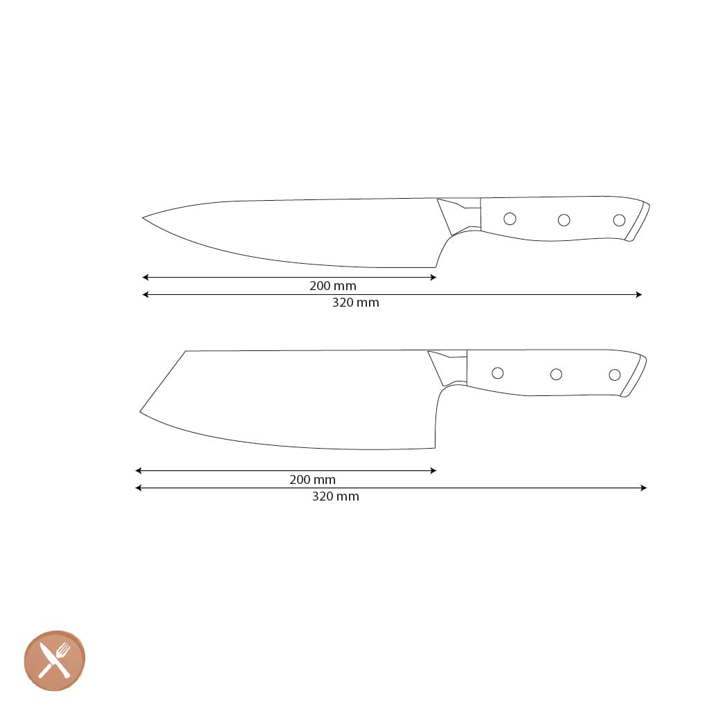 Couteaux Shinrai - Coffret de 2 couteaux damas ornés de nacre - Couteau de chef + couteau Nakiri
