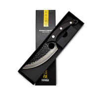 Couteau de chef Shinrai en acier inoxydable de style gladiateur avec étui - Couteau de chef d'extérieur noir
