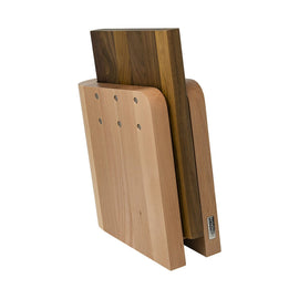 Artelegno - Grand Prix Magnetic Knife Block Beechwood + Cutting Board Walnutwood Artelegno - Ceppo Magnetisch Messenblok Beukenhout + Snijplank Walnotenhout Messenblokken Artelegno