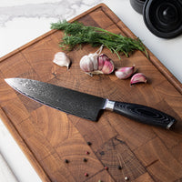 Damast Pakka Wood - Damascus Koksmes 20 cm Keukenmessen Shinrai Japan