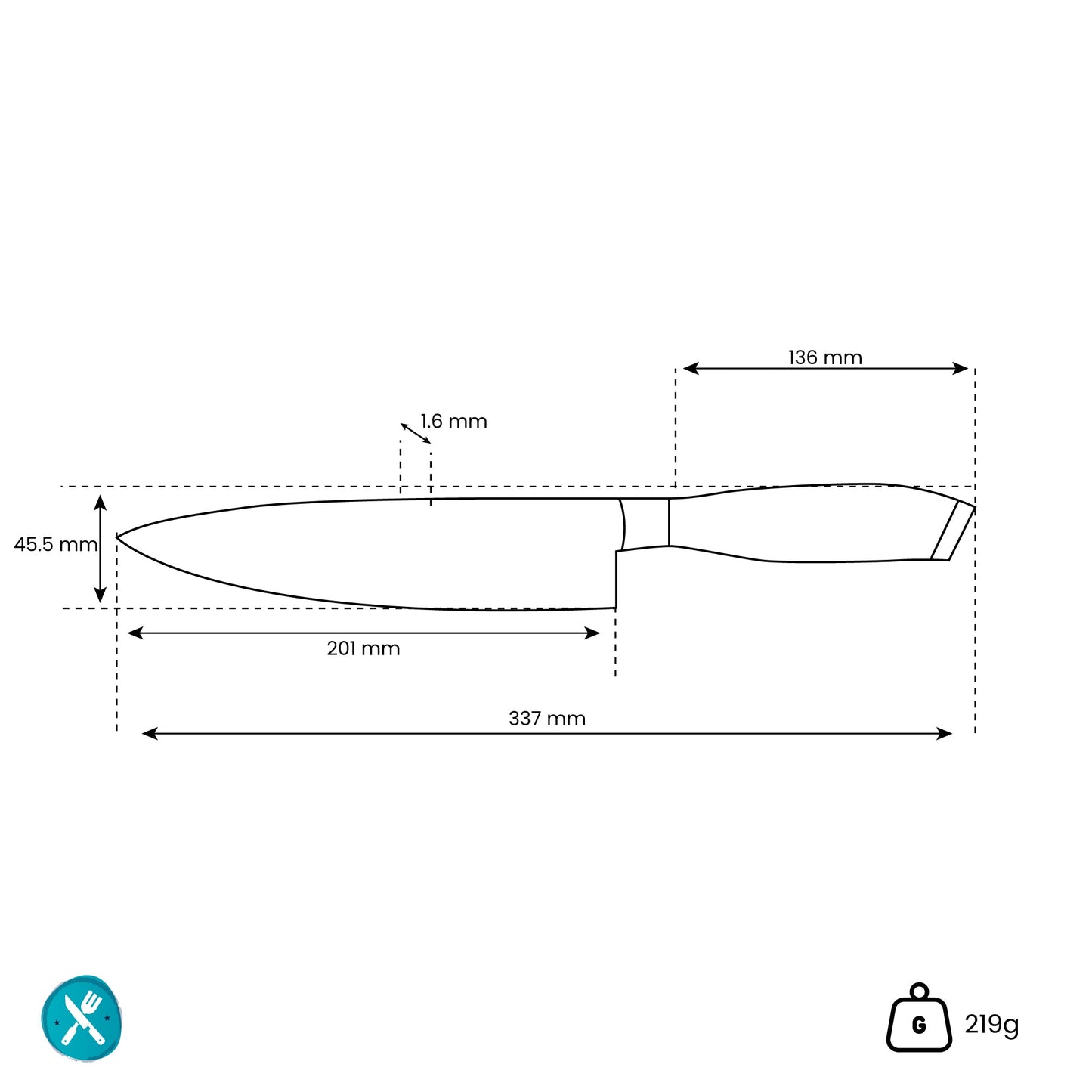 Damast Pakka Wood - Damascus Koksmes 20 cm Keukenmessen Shinrai Japan
