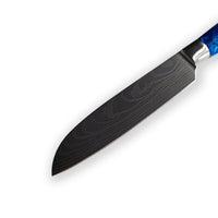 Japanse Damascus Epoxy Sapphire Print Series - Klein Santoku mes (13cm) Keukenmessen Shinrai Japan