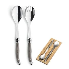 Lou Laguiole - Tradition 2-piece salad cutlery - Taupe Lou Laguiole - 2-pc salad set in wooden box - taupe Slabstek Lou Laguiole