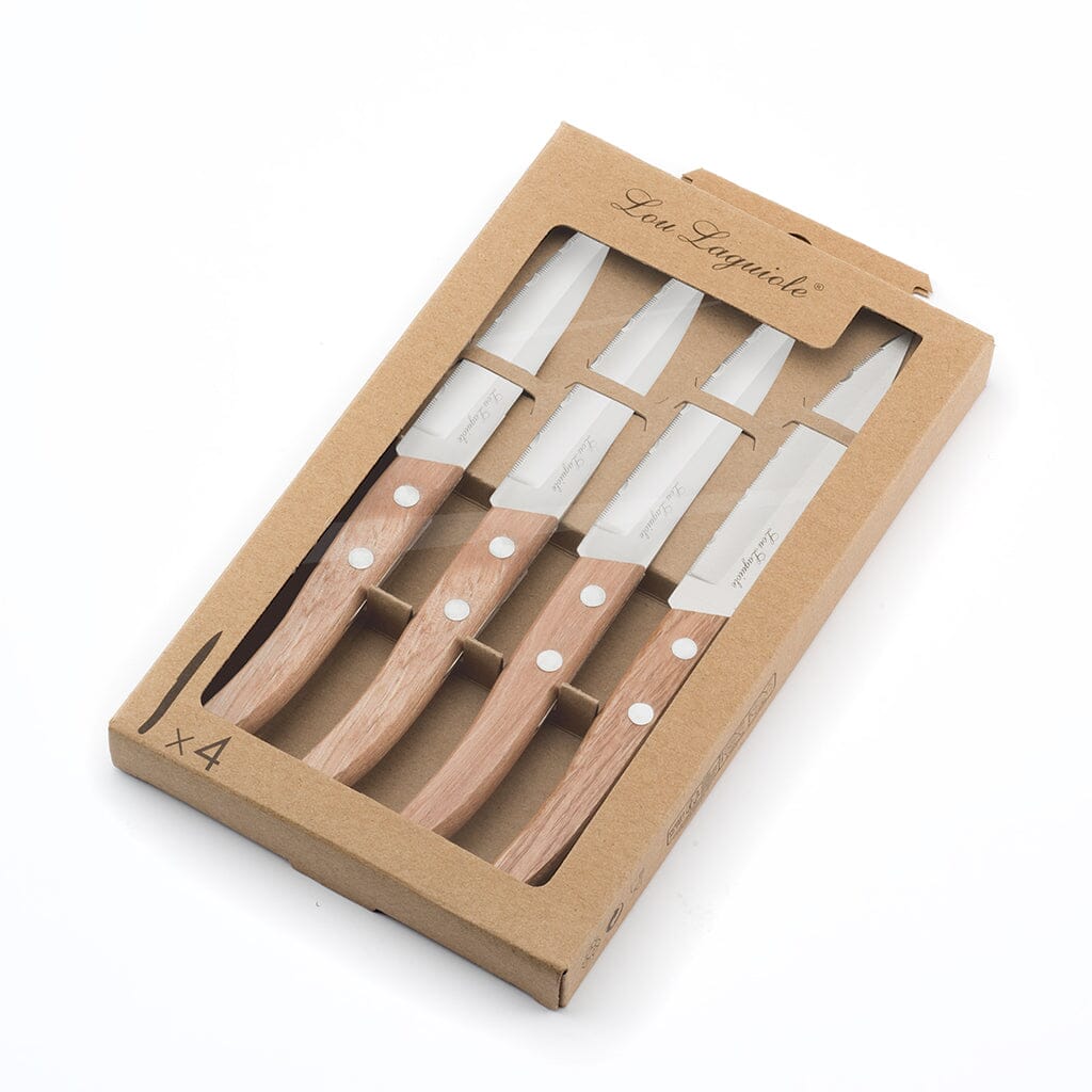 Lou laguiole - Forest 4-delige steakmessen set - Hout Lou Laguiole