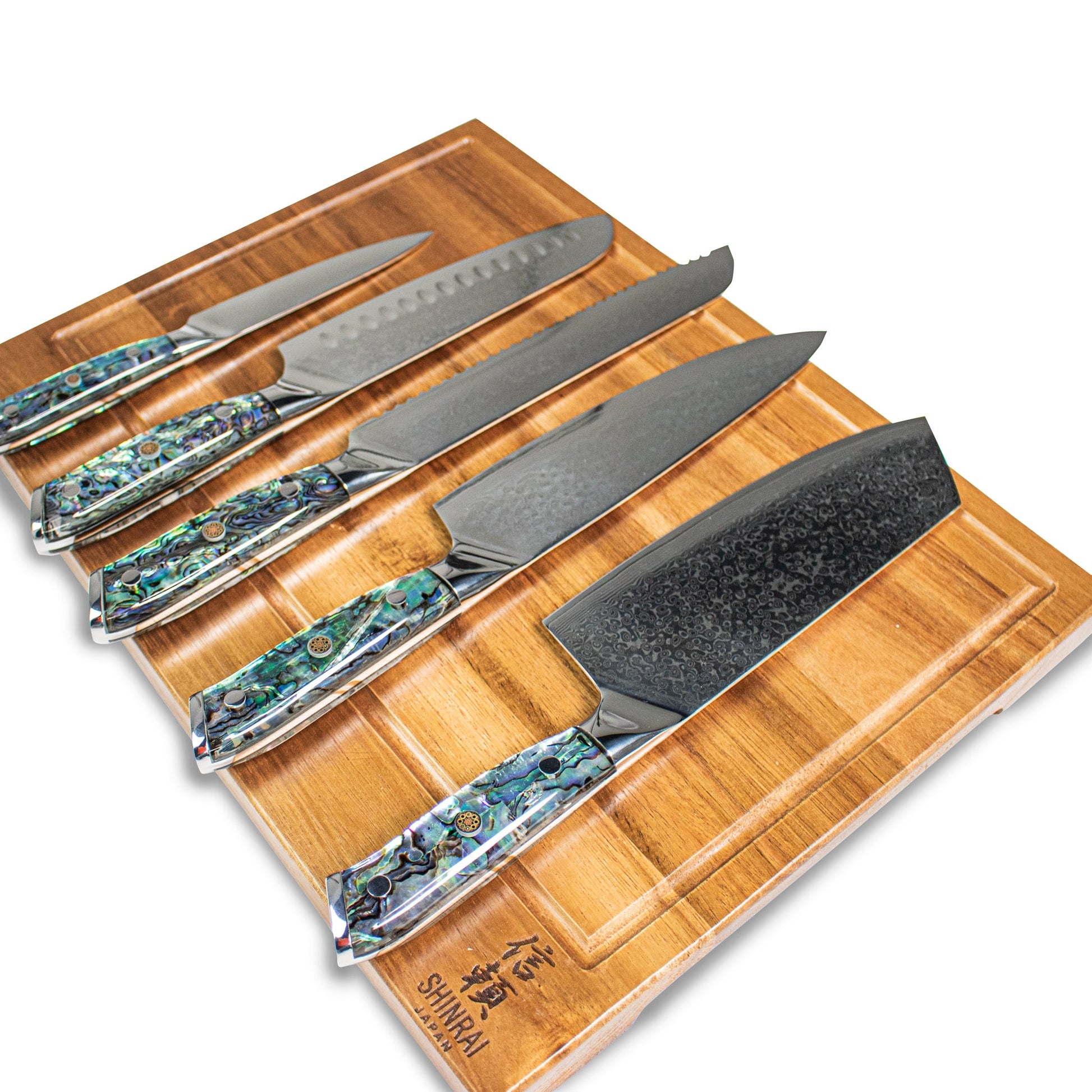 Parelmoer Jewels Serie 5-delige Damascus Messenset Shinrai Japan