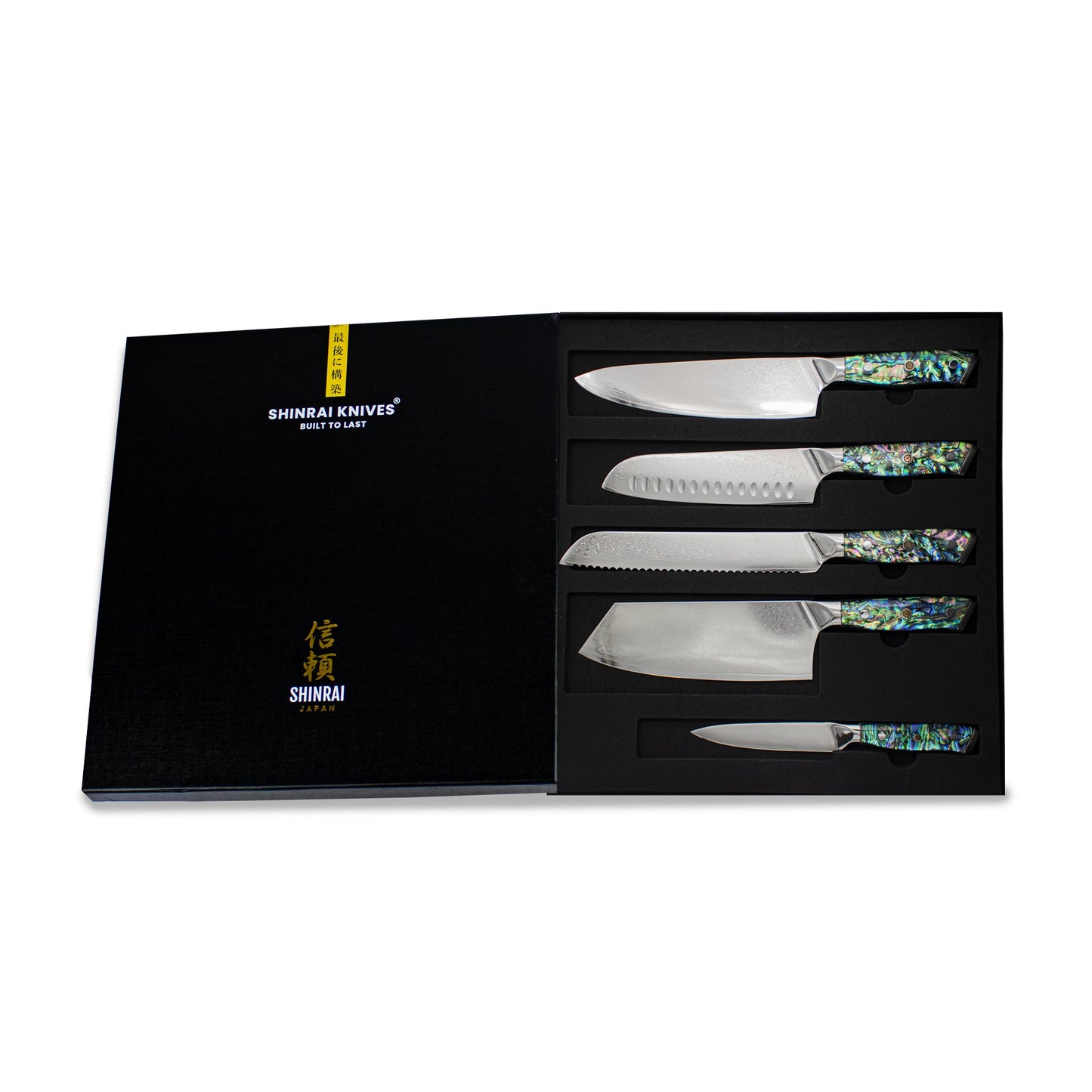 Parelmoer Jewels Serie 5-delige Damascus Messenset Shinrai Japan