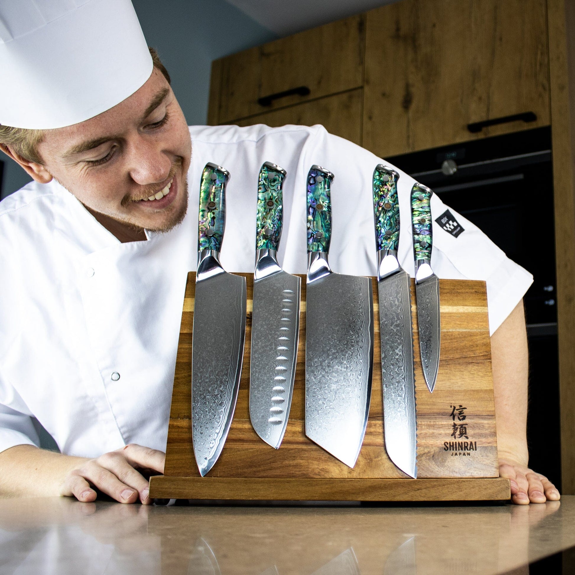 Parelmoer Jewels Serie 5-delige Damascus Messenset Shinrai Japan