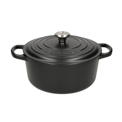 LeCreuset - Rôti- / Faitout Signature rond Noir Mat 20cm 2,4l (intérieur noir)