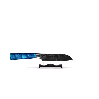 Shinrai Knives - Damascus Print Epoxy Sapphire Santoku knife 13 cm