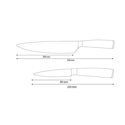 Shinrai Knives - Hammered Stainless Steel 2-Piece Knife Set - Chef's Knife + Paring Knife