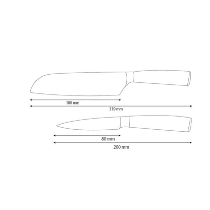 Shinrai Knives - Hammered Stainless Steel 2-Piece Knife Set - Santoku + Paring Knife