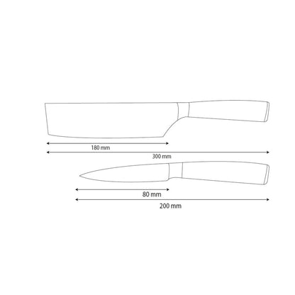Shinrai Knives - Ensemble de 2 couteaux en acier inoxydable martelé - Nakiri + couteau d'office