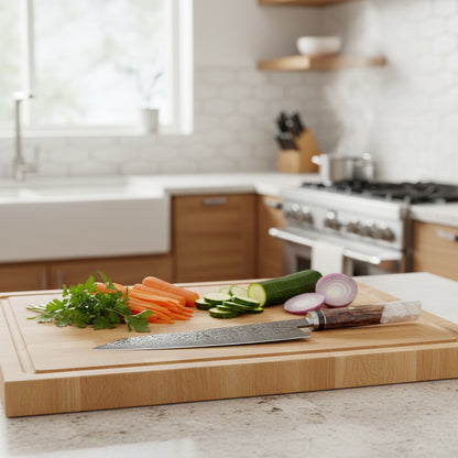 Shinrai Knives - Diamond Octagon Damascus Kiritsuke knife 23 cm - Special Edition