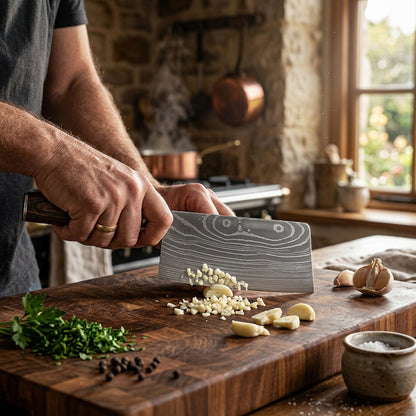 Shinrai Knives - Damascus Print Chinese Chef's Knife 18 cm