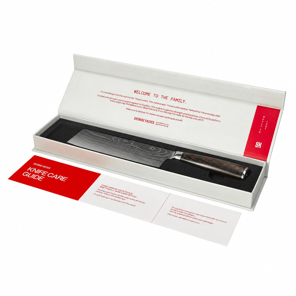 Shinrai Knives - Damascus Print Chinese Chef's Knife 18 cm
