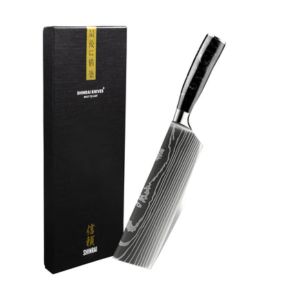 Shinrai Knives - Damascus Print Onyx Epoxy Nakiri knife 18 cm