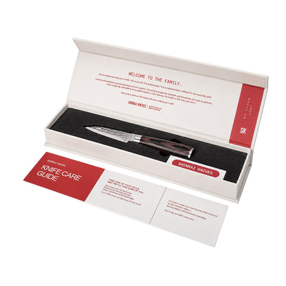 Shinrai Knives - Ensemble de 3 couteaux en acier inoxydable martelé - Couteau de chef + Couteau à pain + Couteau d'office