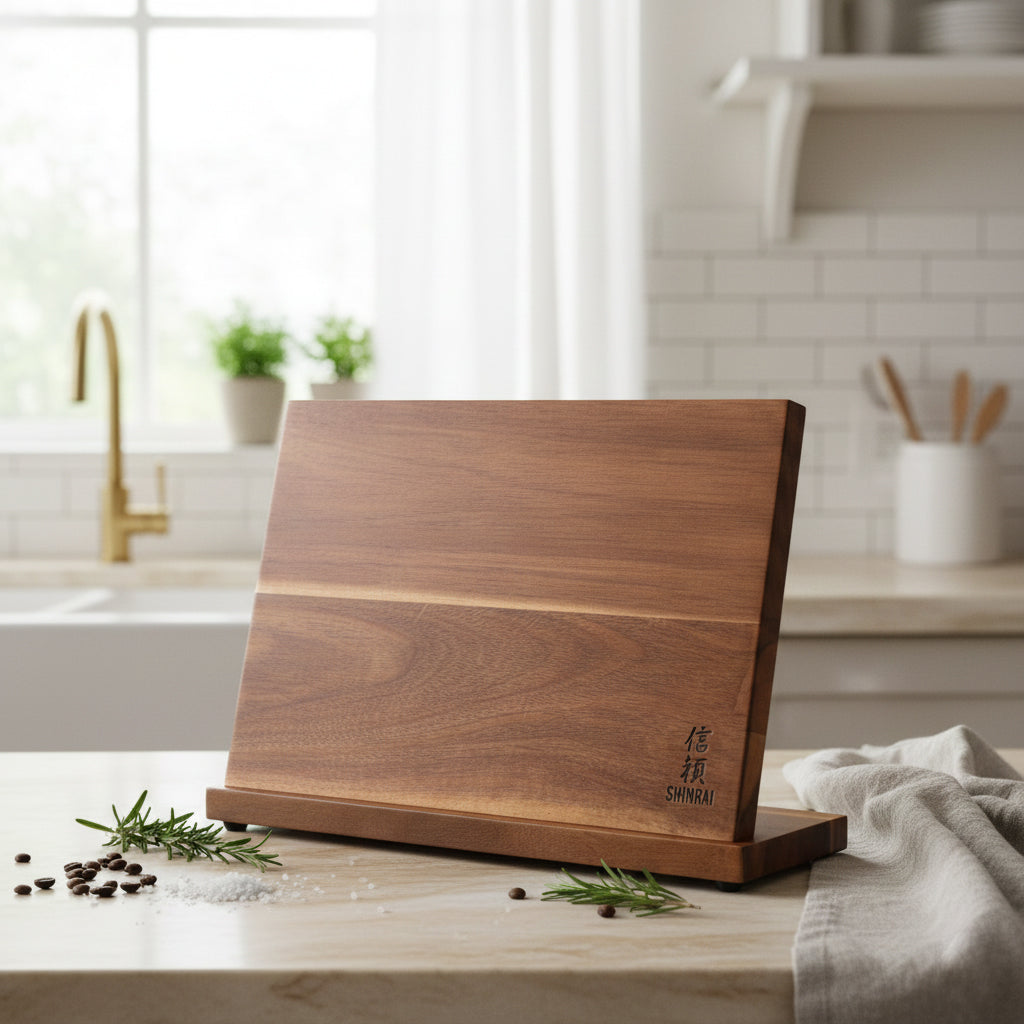 Shinrai Knives - Magnetic Knife Block Single Sided - Acacia Wood