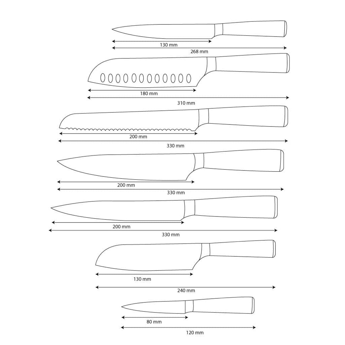 Shinrai Knives - Damascus Print set de couteaux 7 pièces 