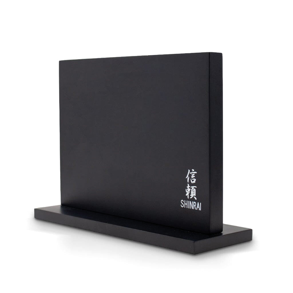 Shinrai Knives - Hammered Damask BR 5-Piece Knife Set + Magnetic Knife Block Double-Sided - Black