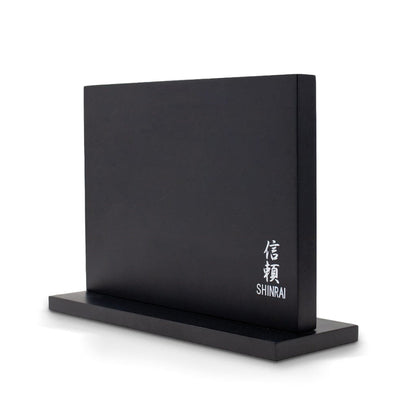 Shinrai Knives - Hammered Damask BR 5-Piece Knife Set + Magnetic Knife Block Double-Sided - Black