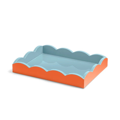 Addison Ross - Scalloped Tray - Orange & Chambray - 28x20 cm