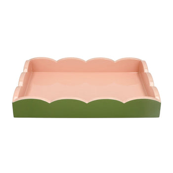 Addison Ross - Dienblad Scalloped - Khaki/Pink - 28x20 cm Dienblad Addison Ross 