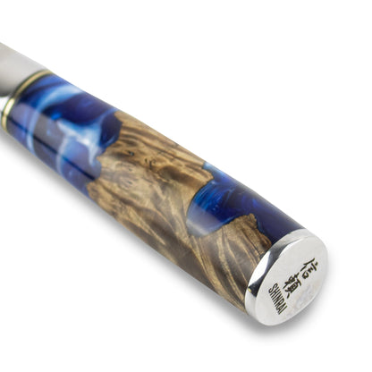 Shinrai Knives - Epoxy Sapphire Damascus Santoku 18 cm