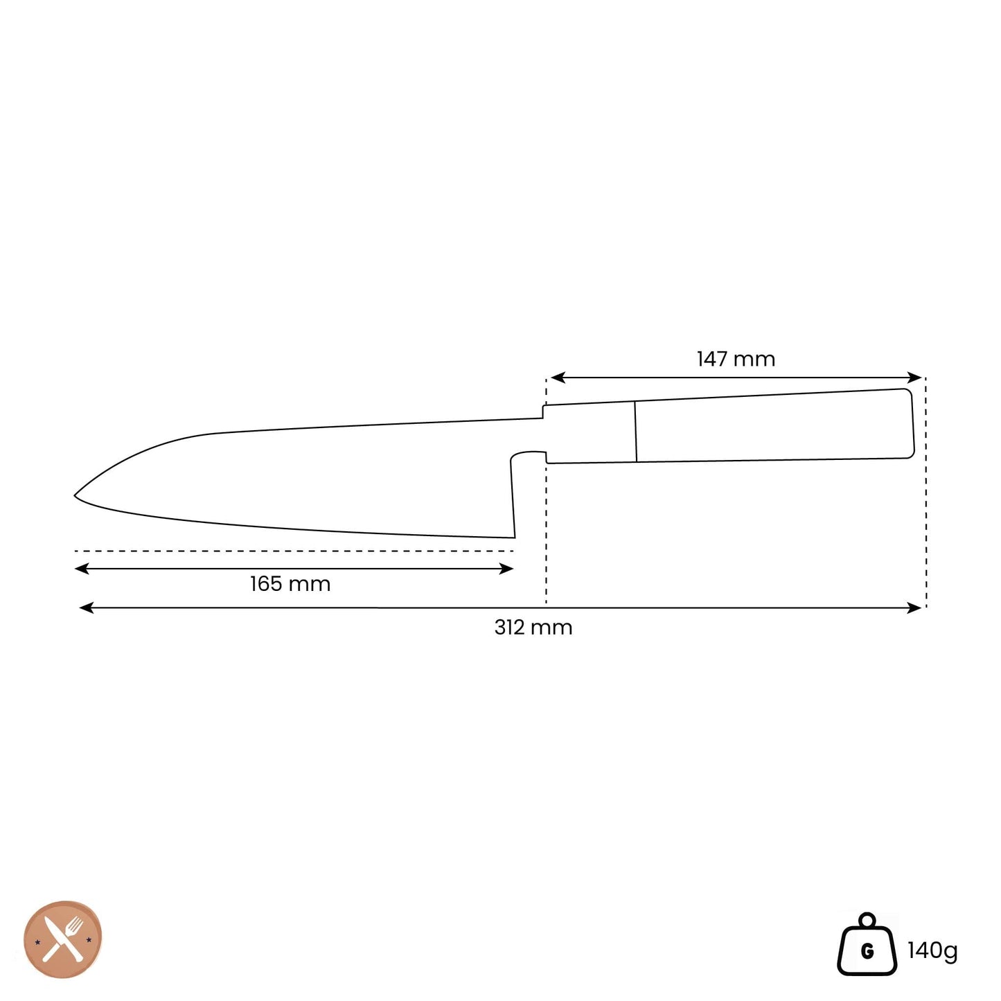 Fujiwara Kanefusa - Japanse Santoku 16,5 cm Santokumes Chroma 