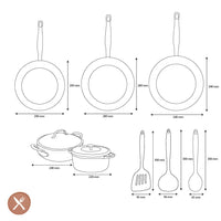 GreenPan - Barcelona Pro All You Need 9-delige Pannenset 20/24/24/28/22 cm - 2 koekenpannen + stoofpan met deksel + wokpan + braadpan + 3-delige spatelset Pannenset GreenPan 