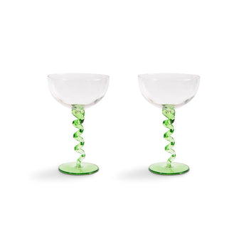 &Klevering - Coupe spiraal groen set van 2 Cocktail glazen &Klevering 